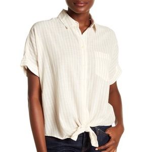 Madewell Striped Button Down Tie Front Top